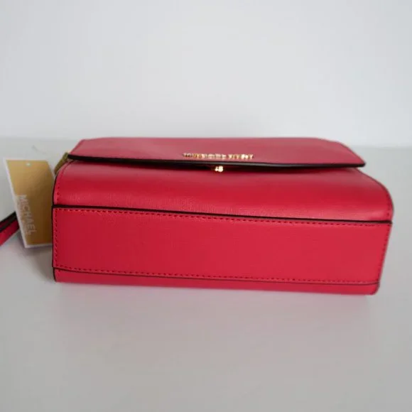 Michael Kors Ellis Medium Flap Messenger Shoulder Leather Bag Electric Pink - Picture 6 of 12